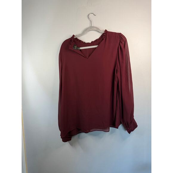 Worthington Womens Red Long Sleeve Blouse Size XL - Picture 3 of 6